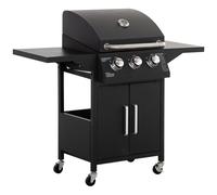 Outsunny 3 Burner Gas Grill Portable Barbecue Trolley With Side Shelves