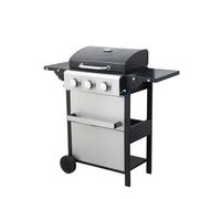 3 Burner Gas Grill with Lid, BBQ Grill With Griddle Combo, Outdoor Barbecue Grills with Wheels, Propane Grills with Foldable Side Table, Cooking Grids, Stainless Steel, 25650BTU