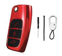 3 Button Car Key Case Shell,ABS Plastic with Silicone Inner Sleeve Protective Cover for Ford Flip Folding Key Fob,Compatible with Ford Fiesta/Focus/Galaxy/Fusion/Mondeo/Kuga