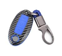 (3 Buttons Blue) Abs Carbon Fiber Shell + Silicone Car Key Cover Cases For Nissan Leaf Micra Qashqai X Trail Versa Note Patrol Tiida Murano Juke Infiniti (4 Buttons Bl