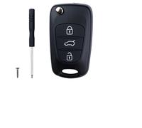 3 Buttons Car Key Case Replacement Compatible with Hyundai i10 i20 i30 iX20 iX35 Elantra Veloster and Kia Ceed Rio Soul Sportage Sorento Venga, Folding Car Key Shell, Easy Install with Removal Tool