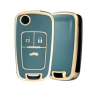 3 Buttons Car Key Cover for Vauxhall Opel Astra Insignia Vectra Meriva Zafira Movano Mokka Adam Cascada Corsa Karl Buick Chevrolet Cruze Aveo Spark, Soft TPU Car Key Protect Case - Blue Gold