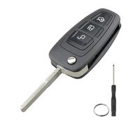 3 Buttons Car Key Fob Case Shell for Ford Transit Custom Key Fob For Ford Focus Fiesta Kuga C-Max S-Max Mondeo Galaxy Tourneo with HU101 Blade Screwdriver Key Ring
