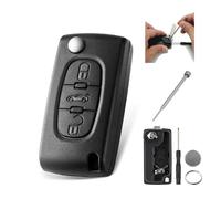3 Buttons CE0536 Car Key Fob Case For Peugeot Partner Citroen Berlingo Dispatch Key Cover Replacement For Peugeot 407 307 CC 308 SW 207 Key Fob with Pin Removal Tool Battery CR1620