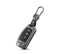 3 buttons for Ford Key Cover, Zinc Alloy Heavy Duty Silicon Protector with Keychain Keyless Entry Remote Case Holder Car Key Case for Ford Fiesta Focus Mondeo MK4 Kuga Galaxy Flip Key