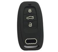 3 Buttons Silica Gel Silicone Car Key Cover Case Smart Car Key Case Compatible for Audi A4 A5 A6 A7 A8 Q5(Black)