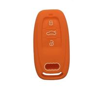 3 Buttons Silica Gel Silicone Car Key Cover Case Smart Car Key Case Compatible for Audi A4 A5 A6 A7 A8 Q5(Orange)