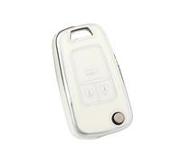 3 Buttons TPU Car Flip Key Case Cover Shell Fob For Opel For Astra For Corsa(White sliver,Case)