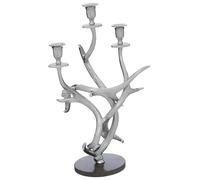 Premier Housewares Antler 3 Candelabra - Silver Nickel Finish & Black Marble Base