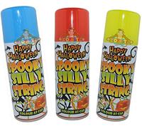 3 CANS OF SILLY STRING - Crazy coloured silly string 3 x 200ml cans RANDOM COLOURS