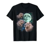 3 Capybara Moon Giant Rodents Weird Howling Parody T-Shirt
