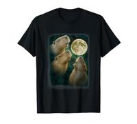 3 Capybara Moon Giant Rodents Weird Howling Parody T-Shirt