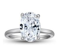 3 Carat Oval Black Engagement Rings for Women by Ginger Lyne | Cubic Zirconia Wedding Rings for Women Sterling Silver | Large Fake Diamond Engagement | Travel CZ Simulated Diamond Promise or Bridal, 7