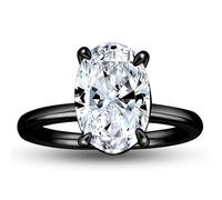 3 Carat Oval Black Engagement Rings for Women by Ginger Lyne | Cubic Zirconia Wedding Rings for Women Sterling Silver | Large Fake Diamond Engagement | Travel CZ Simulated Diamond Promise or Bridal, 5