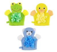 3 Cartoon Shower Gloves, Cute Animal Shapes, Children's Bathing Gloves, Soft Cleaning Glove, Bathing Supplies.