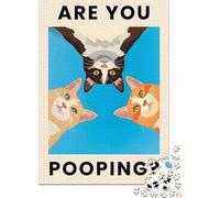 3 Cats Are You Pooping？ Adult Jigsaw Puzzle, 1000 Pieces, 52x38cm/1000pcs, Screen-Free Family Time, Weekend Leisure And Couples And Families