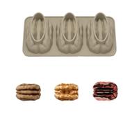 3 Cavities DIY Choco Ice Cream Mold, Big Pecan Pudding Mousse Silicone Mould Cake Decor Baking Unique Grinding Tools for Brownie French Dessert Pastry Ice Cream Cake Decoration Mold