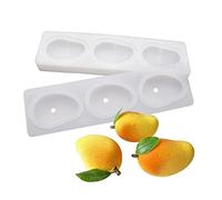 3-cavity Mango Mold Cake Silicone Molds for Baking Dessert Jelly Ice Cream 3D Fruit Shapes Silicone Mold for Chocolate Candy Pastry Truffle Pudding Jelly Cheesecake Mousse Soap