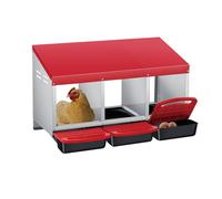 3-Chamber Galvanised Steel Chicken Nesting Box with Pull-Out Egg Tray | Wall Mount or Free-Standing Hen Nest Box | Ventilated, Weatherproof & Easy Clean for Coops, Hutch & Poultry Houses-Red