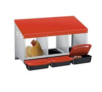 3-Chamber Galvanised Steel Chicken Nesting Box with Pull-Out Egg Tray | Wall Mount or Free-Standing Hen Nest Box | Ventilated, Weatherproof & Easy Clean for Coops, Hutch & Poultry Houses-Orange