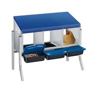 3-Chamber Galvanised Steel Chicken Nesting Box with Stand, Pull-Out Egg Tray | Wall Mount or Free-Standing Hen Nest Box | Ventilated, Weatherproof & Easy Clean for Coops, Hutch & Poultry Houses-Blue