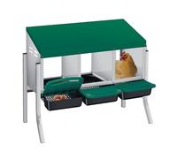 3-Chamber Galvanised Steel Chicken Nesting Box with Stand, Pull-Out Egg Tray | Wall Mount or Free-Standing Hen Nest Box | Ventilated, Weatherproof & Easy Clean for Coops, Hutch & Poultry Houses-Green