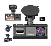 3 Channel 1080P Dash Cam with APP Control, 5GHz WiFi, Card Included 32GB SD, 170° Wide Angle, Loop Recording, G-Sensor, 24H Parking Mode