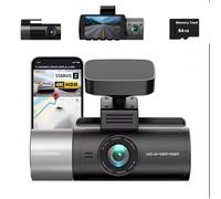 3 Channel 4K Dash Cam For Cars, 360 Degree Panoramic Protection Built In Wifi App With GPS Tracker Car DVR,Front Inside And Rear Camera IR Night Vision, WDR Super Wide Angle Video Recorder