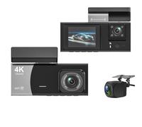 3 Channel 4K Dash Cam For Cars,Built In Wifi App FrontInter And Rear Car DVR,2160P+720P+720P IR Night Vision Video Recorder, 360 Degree Panoramic Protection WDR Super Wide Angle