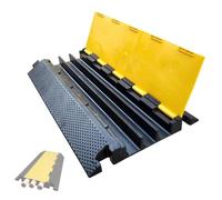 3 Channel Cable Ramp, Hose Protector Ramp, Rubber Speed Bump, 35x19x2.5", 11000lbs Load Capacity, for Garage Gravel Asphalt Concrete