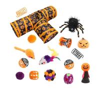 3 Channel Cat Toy Set Retractable Tunnel Fluffy Wand Ball Spring Mice | Channel Spring Ball, Plume Wand, Mice, Rabbit, Interactive Halloween for Indoor Cats, Kittens, Rabbits, Furry Friends