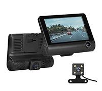 3 Channel Dash Cam 4 Inches TFT LCD Car DVR, Front Inside Rear Three Way Night Vision HD 1080P Car Camera, 140° Wide Angle with G-sensor Motion Detection Parking Monitor