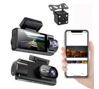 3 Channel HD 1080P Dash Cam For Cars,Front Inside Rear Three Way Car DVR,Built in WiFi,360 Degree Panoramic Protection WDR Super Wide Angle Night Vision,Video Recorder