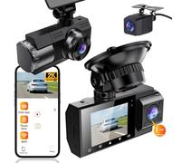 3 Channels 2K Dash Cam For Cars,Wide-angle fisheye effect camera, Front Inside Rear Camera Video Recorder,Built-in WiFi With GPS Tracker Car DVR ，IR Night Vision Parking Monitor