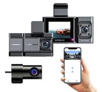 3 Channels 4K Dash Cam For Cars,Built In Wifi App With GPS Tracker， Front Inside and rear camera Car DVR,2160P+1080P+1080P IR Night Vision Video Recorder, Super Wide Angle