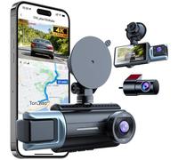 3 Channels Dash Cam For Cars,Front Inside Rear Three Way Car DVR,4K+1080P,WDR,Built in 2.4Ghz WiFi GPS,With ADAS System,Crystal Clear Night Vision Loop Recording G-Sensor Video Recorder