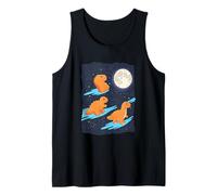 3 Chicken Nuggets Howling at Moon Funny Weird Cursed Tank Top