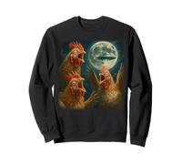 3 Chicken Ufo Clucking Alien Spaceship Full Moon Rooster Sweatshirt