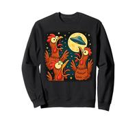 3 Chicken Ufo Clucking Alien Spaceship Full Moon Rooster Sweatshirt