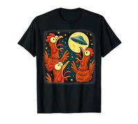 3 Chicken UFO Clucking Alien Spaceship Full Moon Rooster T-Shirt