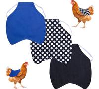 3 Chicken Wings Protectors for Hens, Premium Chicken Saddles for Back Protection, Durable Canvas and Polycotton Blend, Black Dots, Dark Blue, Black Denim, Essential Chicken Accessories for Small Farms