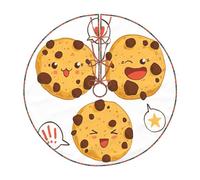 3 Chocolate Chip Cookies With Different Expressions Print Christmas Tree Skirt,Holiday Decoration,Suitable For Traditional Farmhouse Christmas Tree Mat