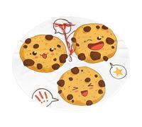 3 Chocolate Chip Cookies With Different Expressions Printing Christmas Tree Skirt For Halloween,Snow Christmas Decorations For Holiday Trees Ornaments