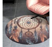 3' Circle Rug Non Slip Bath Rug Soft Stain Resistant Coral Velvet Native American Dream Catcher Carpet for Under Round Table Washable Indoor Floor Mat for Living Room Bedroom Nursery Home Office