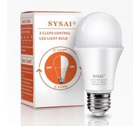 3 Claps Light Control Bulb for Bedroom Table Lamp Upgrade, Sound Activated ON/Off Solution, Clap Detection, Smart Home, As Seen On TV, Soft White, 8-Watt