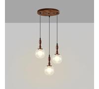 3 Cluster Globe Fixture Mid Century Milk Glass Pendant Light Kitchen Island Single Moon Hanging Lamp Vintage Farmhouse Wood Chandelier for Dining Room Bedroom Stairwell
