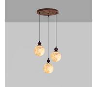 3 Cluster Globe Fixture Mid Century Milk Glass Pendant Light Kitchen Island Single Moon Hanging Lamp Vinta Farmhouse Wood for Dining Room Bedroom Stairwell