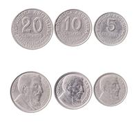 3 Coins from Argentina | Argentine Coin Set Collection 5 10 20 Centavos | Circulated 1950 | José de San Martín