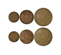 3 Coins from Sweden | Swedish Coin Set Collection 1 2 5 ore | Circulated 1909-1950 | Three Crowns