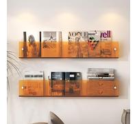 3 Colacrylic Magazine Rack Brochure Wall Mount 2 Pack, Home Wall Decoration Bookshelf Storage Organizer/Magazine Display & Newspapers for Office Waiting Room/Orange/70Cm/27.5In